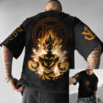 Dragon Ball Z-print T-shirt i bomuld med korte ærmer Son Goku Vegeta til mænd og kvinder Harajuku Y2k Tee vintage sommer-streetwear