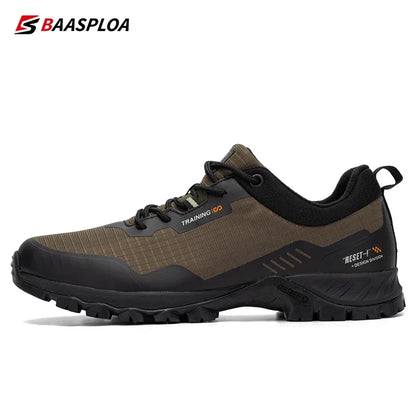 Baasploa Men's New Hiking Shoes Outdoor Waterproof Wear-Resistant Non-Slip Sneakers Male Casual Lightweight Lace-Up Walking Shoes