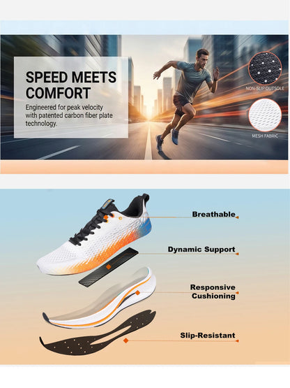 Baasploa Men Jogging Sports Shoes Carbon Plate Professional Cushioning Sneakers Male Outdoor Breathable Non Slip Running Shoes