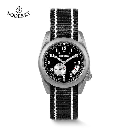 Boderry Field Watch Titanium Quartz Watches VOYAGER 38 Mens 100M Waterproof Clock Military Sport Luminous Business Wristwatch