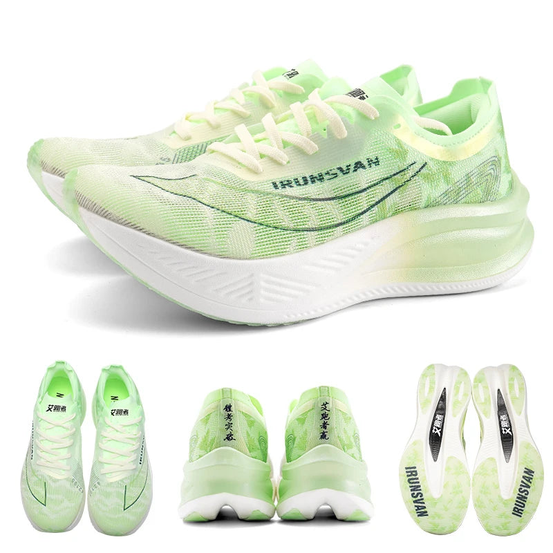 IRUNSVAN Nylon Carbon Plate Professional Marathon Running Shoes for Men Lightweight Cushioning Training Outdoor Sneakers for Women