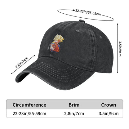 Dragon Ball Goku’s Saiyan Saga Baseball Cap Vintage Distressed Washed Snapback Cap Men Women Outdoor Running Golf Gift Hats Cap, Produit gaming premium Fraquane