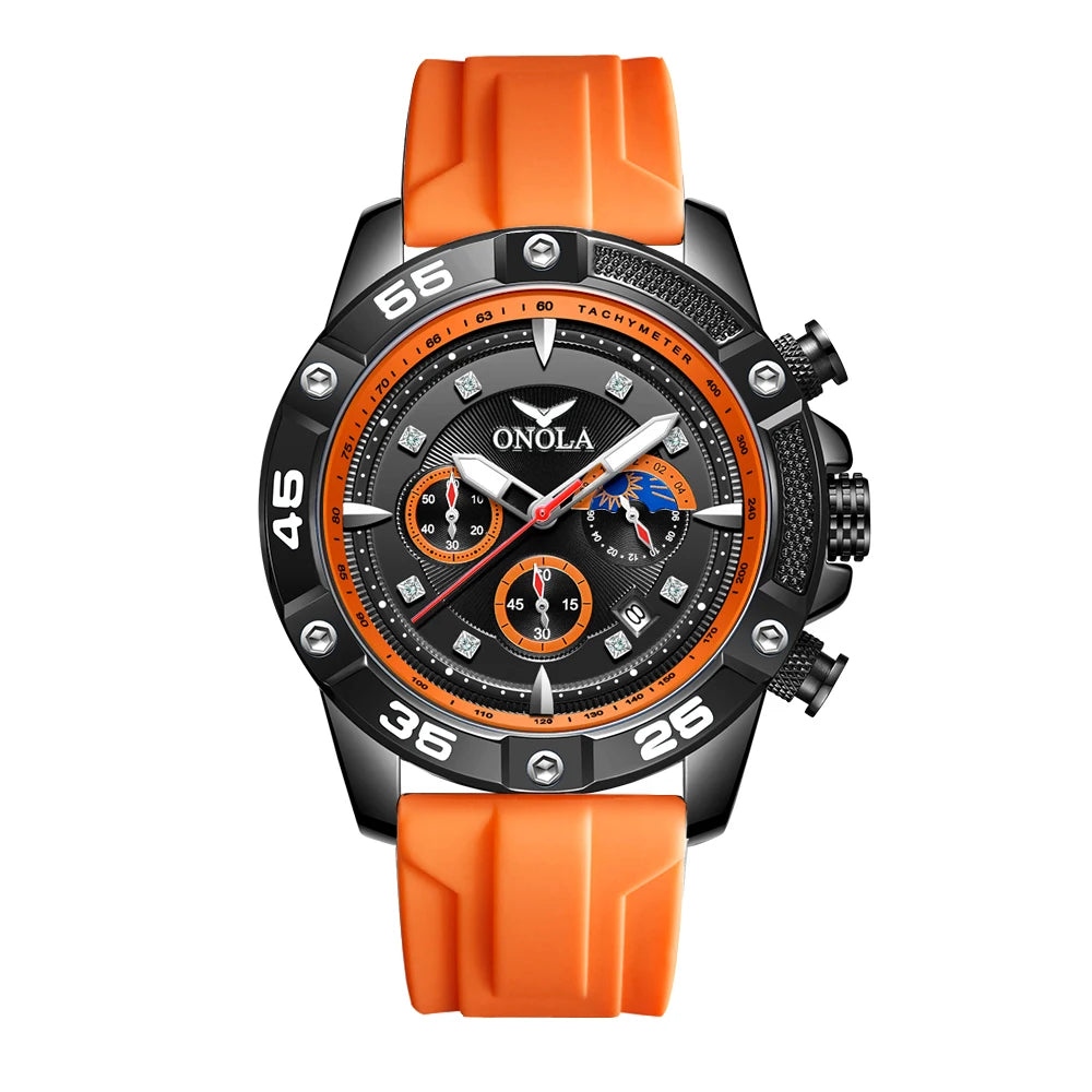 ONOLA New Fashion Casual Men's Watch Multi functional Fluorescent Tape Waterproof Quartz Military Watch Men's Clock High Quality