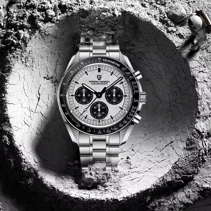 PAGANI DESIGN 2026 New Meteorite pattern dial Luxury Quartz Watch For Men Speed Sport Chronograph AR Sapphire crystal Wristwatch