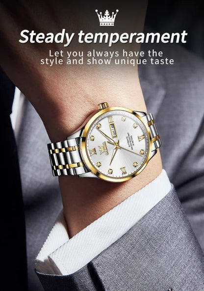 OLEVS 9946 Brand Original Man Watch Dual Calendar Diamond Scale Luxury Automatic Mechanical Watch for Men Business Wristwatches