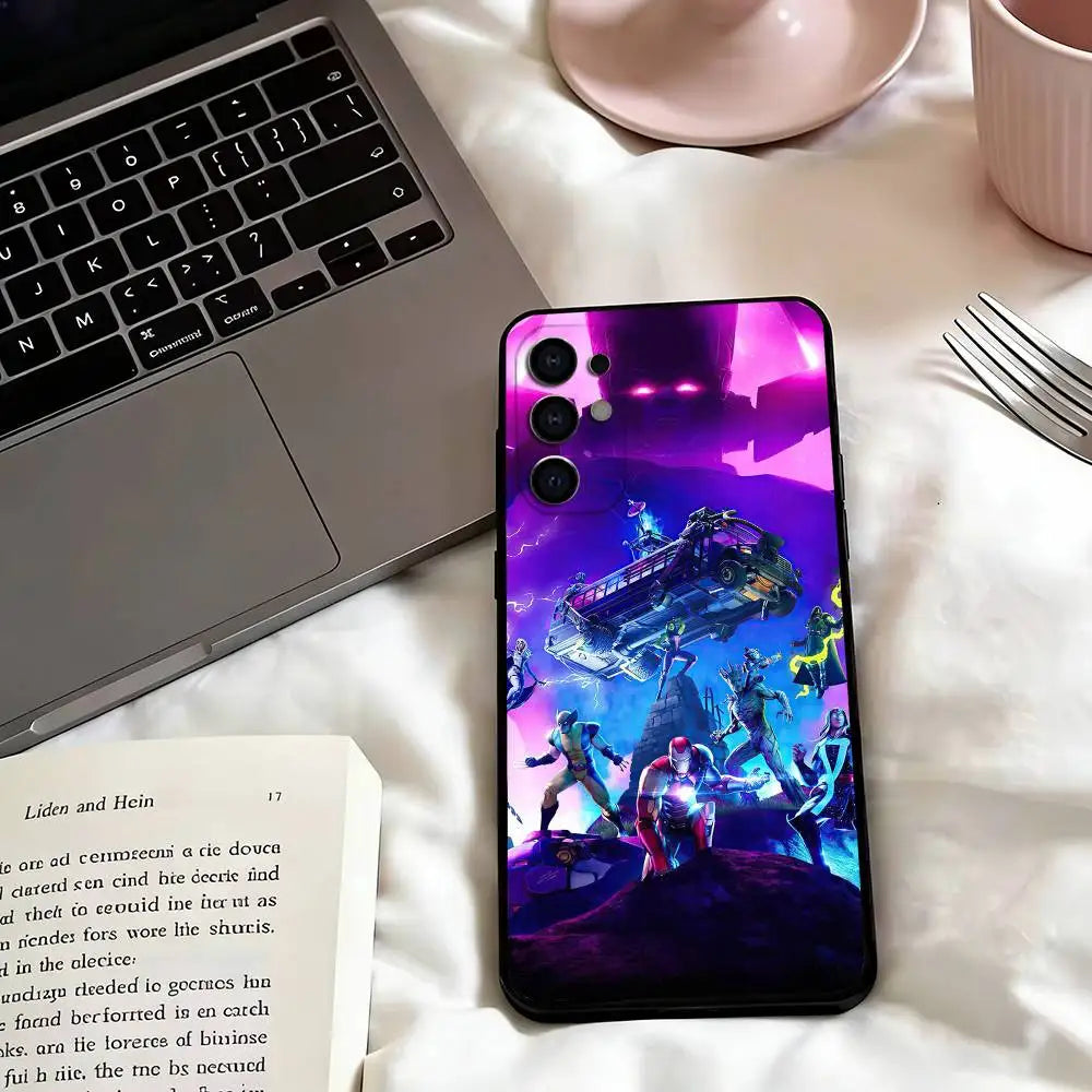 Game F-F-Fortnites Phone Case For Samsung S25, S24, S21, S22, S23, S30, Ultra, S20, Plus, Fe, Lite, Note, 10, Black Cover