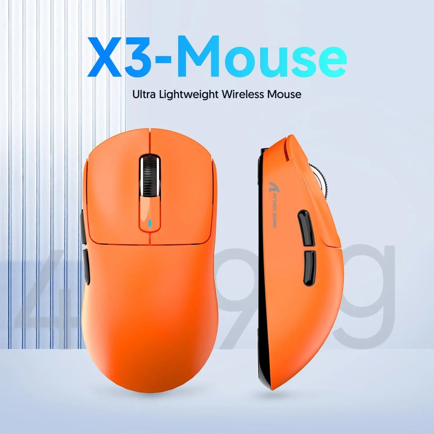 Attack Shark X3/X3 Pro Wireless Gaming Mouse, 26K DPI PixArt PAW3395, Tri-Mode Bluetooth 5.2/2.4G/Wired, 49g Ultralight Gaming Mouse for PC