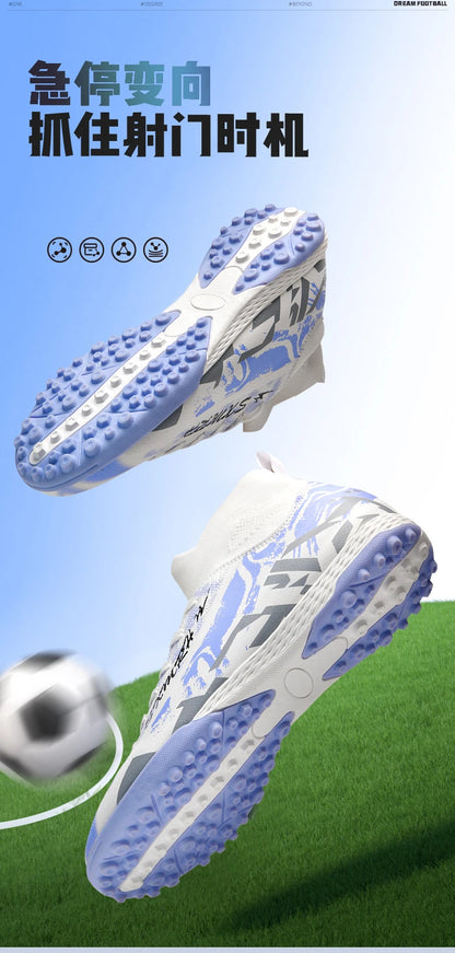 Double Star Men's High-Top TF Turf Football Boots, Youth & Student Edition, Adult & Kids, Professional Match & Training Soccer S