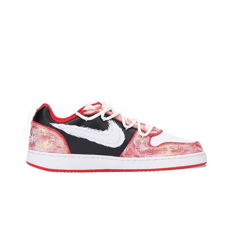 Custom Sneakers Nike EBERNON "Fiery Red Snake"  Gold Foil Craft  Vintage Distressed  Wear-Resistant  Low-Top Unisex Sneakers