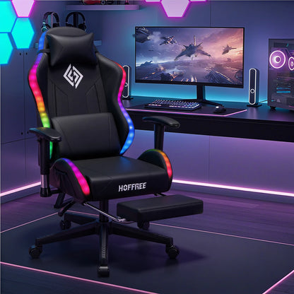 LED Gaming Chair for Children 8-15 Years, Adjustable Gamer Chair with LED Lighting, Footrest & Lumbar Support, Ergonomic PC Chair