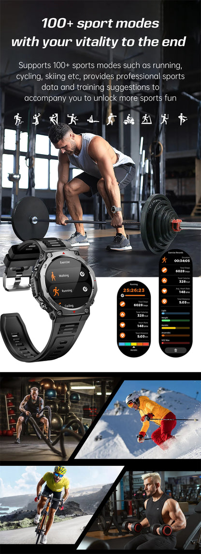 New T-Rex 3 Military Outdoor Sports Smart Watch Men GPS Motion Track 5 ATM Waterproof Heart Rate HD Bluetooth Call Smart Watch