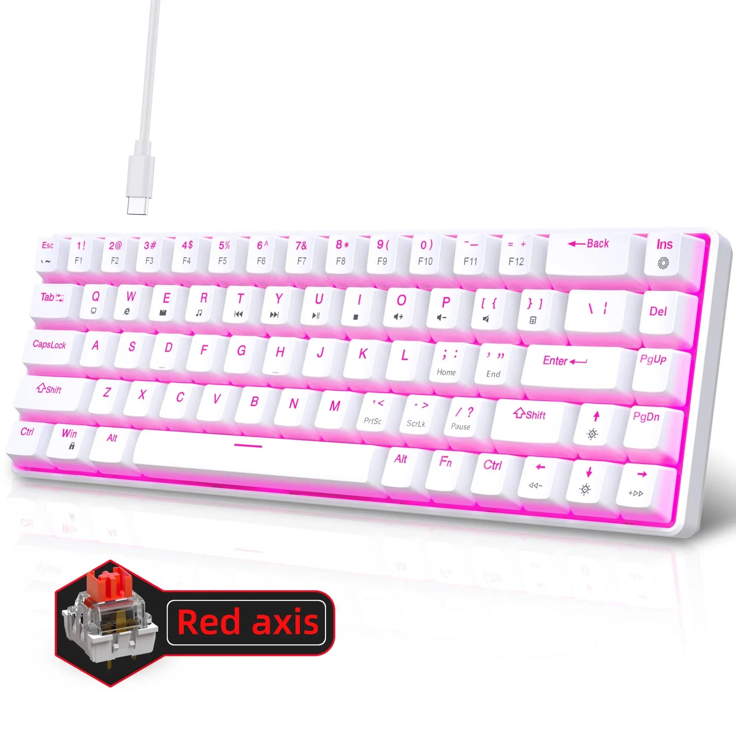 Mechanical keyboard gaming 60% USB white keys Keyboards gamer mini Ergonomic Computer keyboard Backlit Music keyboard pc
