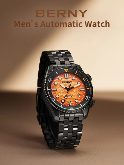 BERNY 20ATM Automatic Men's Watch Diver Sports Diving Watches Luxury Sapphire 316L Stainless Steel Mechanical Waterproof Watches