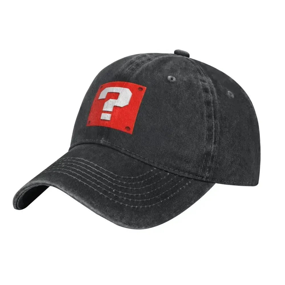 Casquette de baseball personnalisée, style Cartoom, avec motif « Question Block », pour femmes et hommes, ajustable, unisexe, en coton, style « Dad Hat », casquettes Snapback performantes