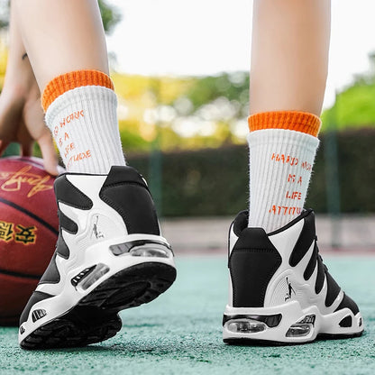 Men's Breathable Lightweight High-Top Basketball Shoes - Non-Slip Rubber Sole, Geometric Pattern Design, Suitable for Running, Training, and Casual Wear - Stylish Sneakers for All Seasons - Perfect Gift for Him, Durable Baske