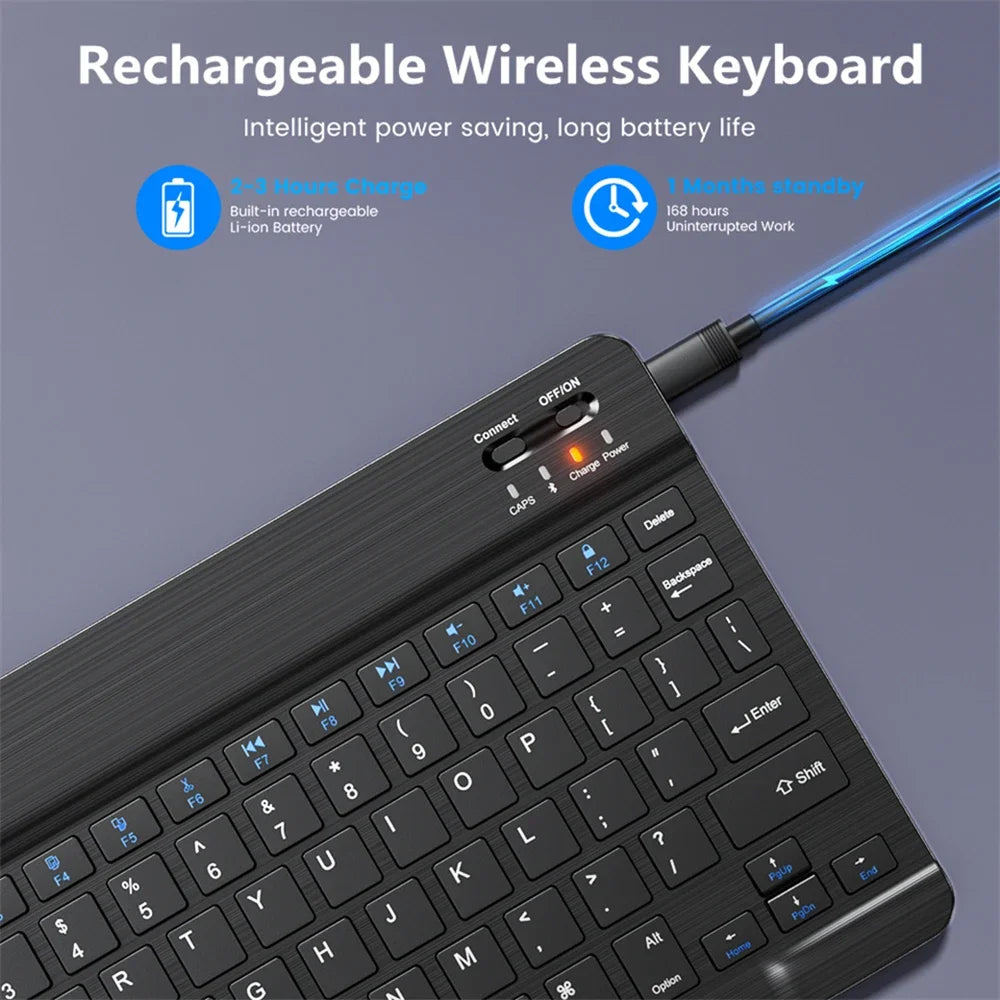 Spanish Russian Arabic Korean Portable 10 Inch Wireless Keyboard and Keyboard Set for iPad Samsung Tablet Laptop iOS Android