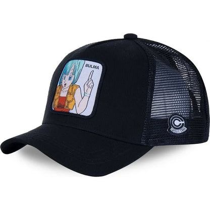 Casquette Dragon Ball Son Goku pour l'été : casquette de voyage à visière, pour homme, brodée, style hip-hop, visière pare-soleil, casquette trucker ajustable en maille