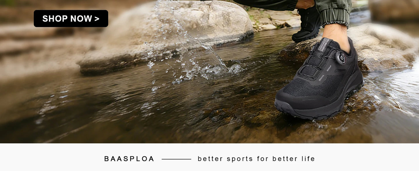 Baasploa Men Hiking Sneakers Brand High Quality Trekking Climbing Shoes Male Rotating Button Luxury Designer Outdoor Sneakers