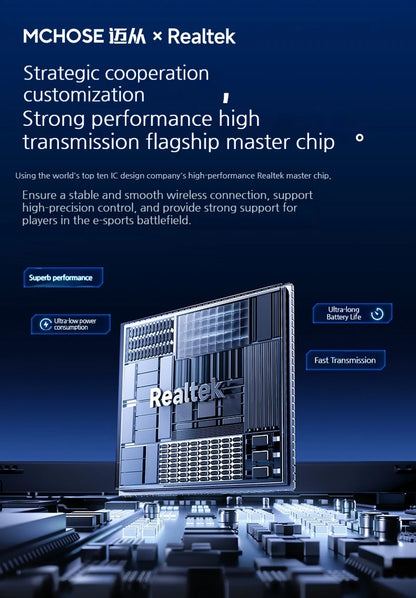 MCHOSE L7 Ultra+ Rato de Mão Médio Grande para Gaming e E-Sports Paw3950 Sem Fios de Três Modos, Leve, para Escritório, Rato de Computador Dual-Drive