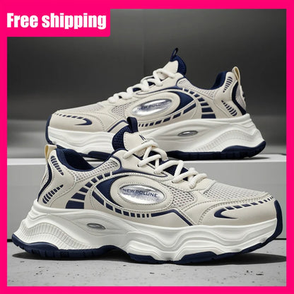 Mens Sports Shoes 2026 New Mesh Breathable Thick Sole Height Increasing Wear-resistant Daily Commuting Versatile Casual Sneakers