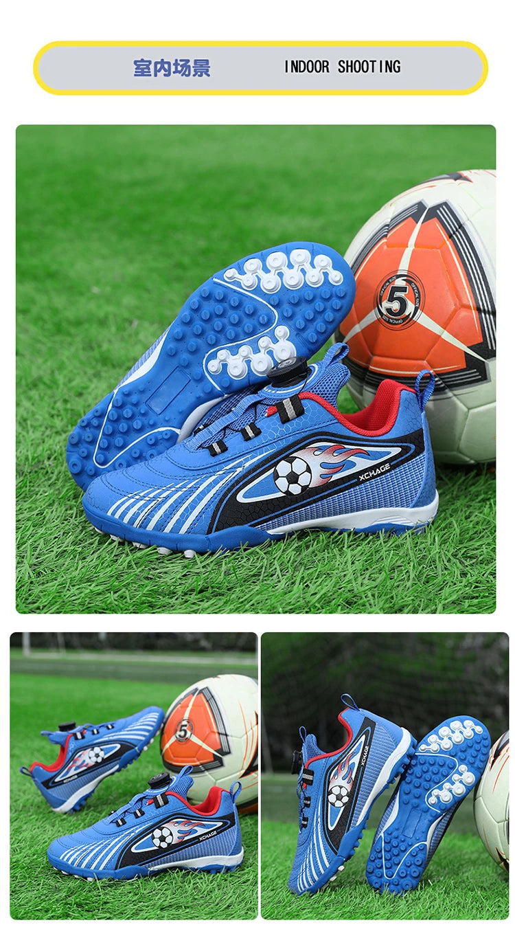 Children's Rotating Buckle Sneaker Students Competition Training Football Shoes Fashionable Lightweight Anti slip Footwear