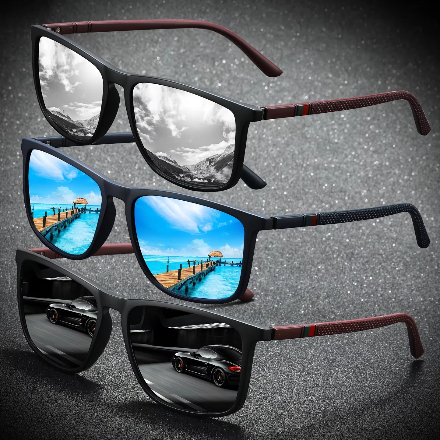 2025 Square Polarized Protective Sunglasses Anti Glare Sun Shades For Summer Party Vacation Travel Driving Fishing UV400