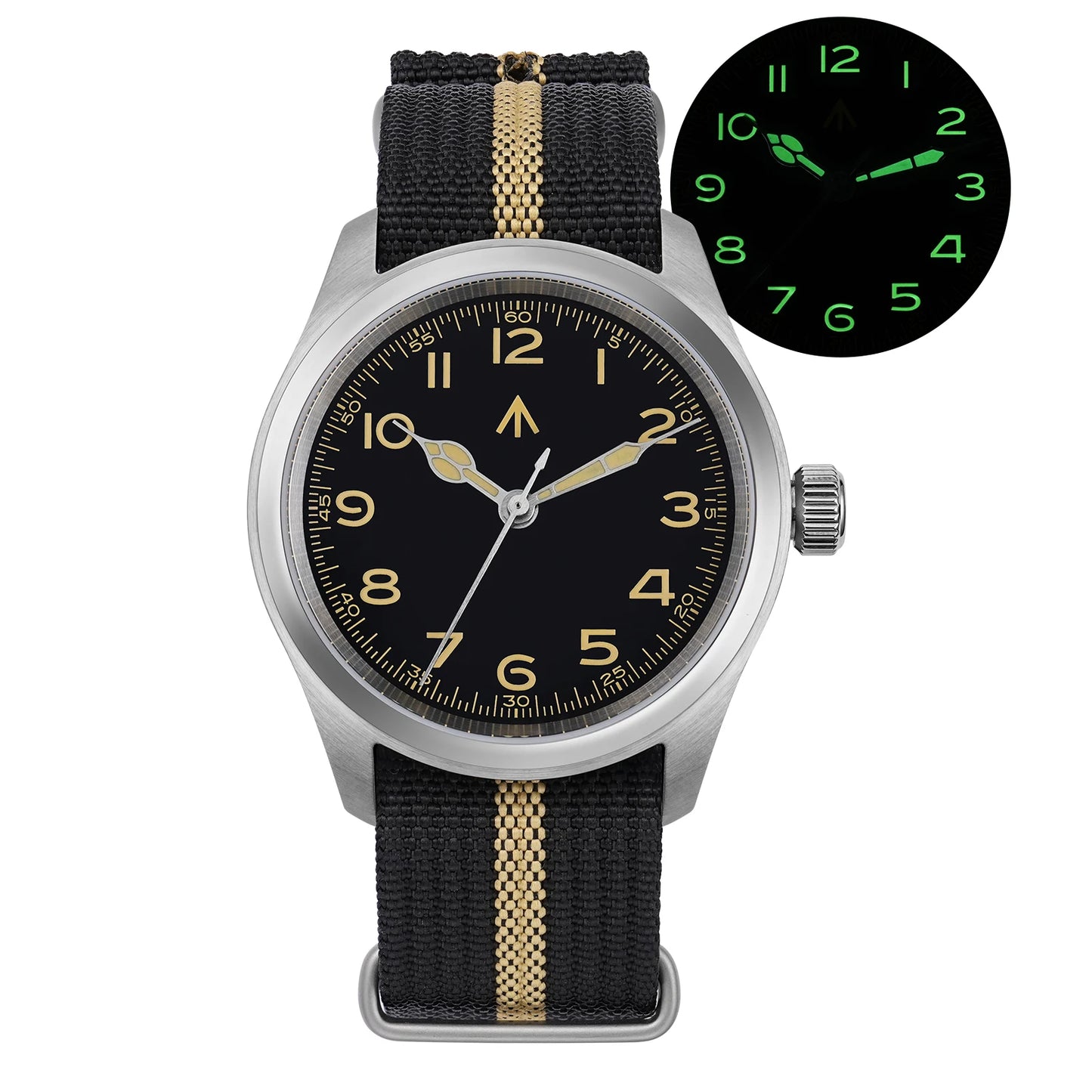 Militado ML08 Vintage Black Watch VH31 Sweep Quartz Wristwatch Ar Sapphire Crystal Luminous C3 BGW9 100 Waterproof Watches Man