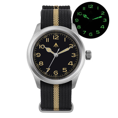 Militado ML08 Vintage Black Watch VH31 Sweep Quartz Wristwatch Ar Sapphire Crystal Luminous C3 BGW9 100 Waterproof Watches Man