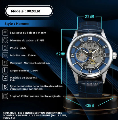 LONGLUX automatic watch rome wholesale mechanical wristwatches waterproof hollow leather mens watch men gift
