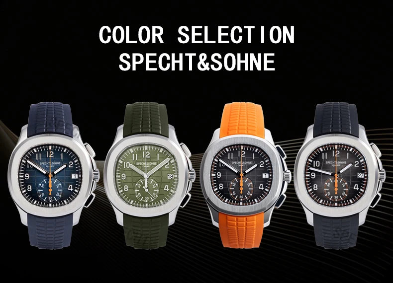 Droppshiping Products 2025 Men Watch Specht&Sohne Japan Chronograph Quartz Wristwatch Rose Gold Relogio Masculino 50M Waterproof