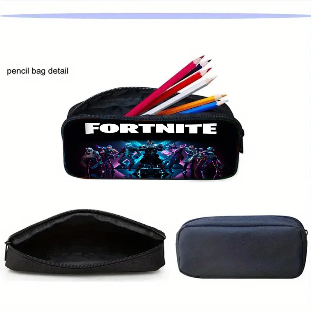 Mochila Escolar Infantil Hot Game com Lancheiras, Design-F-FortniteS, Estojos para Lápis, Mochilas Escolares para Rapazes e Raparigas, Melhor Presente