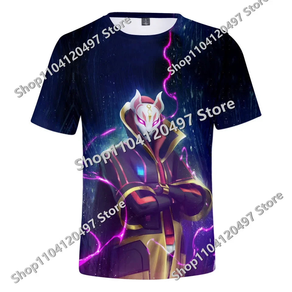 Japanese Anime Fortnite Summer T-shirt for Men Women Battle Royale Short-Sleeved Casual Comfortable Loose Harajuku Streetwear