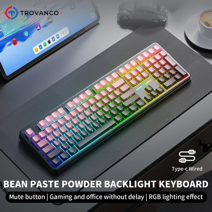 V108 Pro Bluetooth Keyboard Office Low Noise 2.4G Wired & Wireless Full Layout with RGB Backlit Membrane