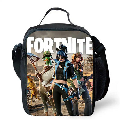 Children's Cartoon Fortnite Picnic Bag For Boys and Girls Age 5-10，Kids Insulated Cooler Lunch Bags Cute Portable Lightweight