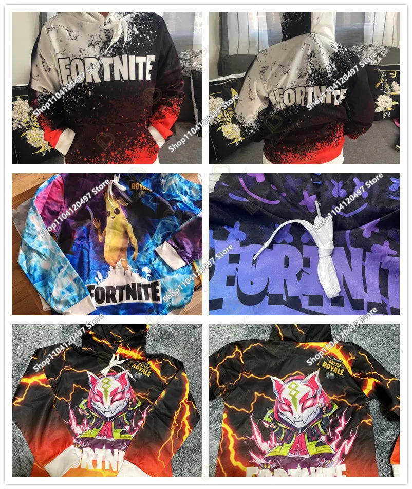 Fortnites Cosplay Sweatshirt Game 3D Printed Unisex Hoodie Casual Coat Anime Peripheral Kawaii Jacket Children Clothing Gifts