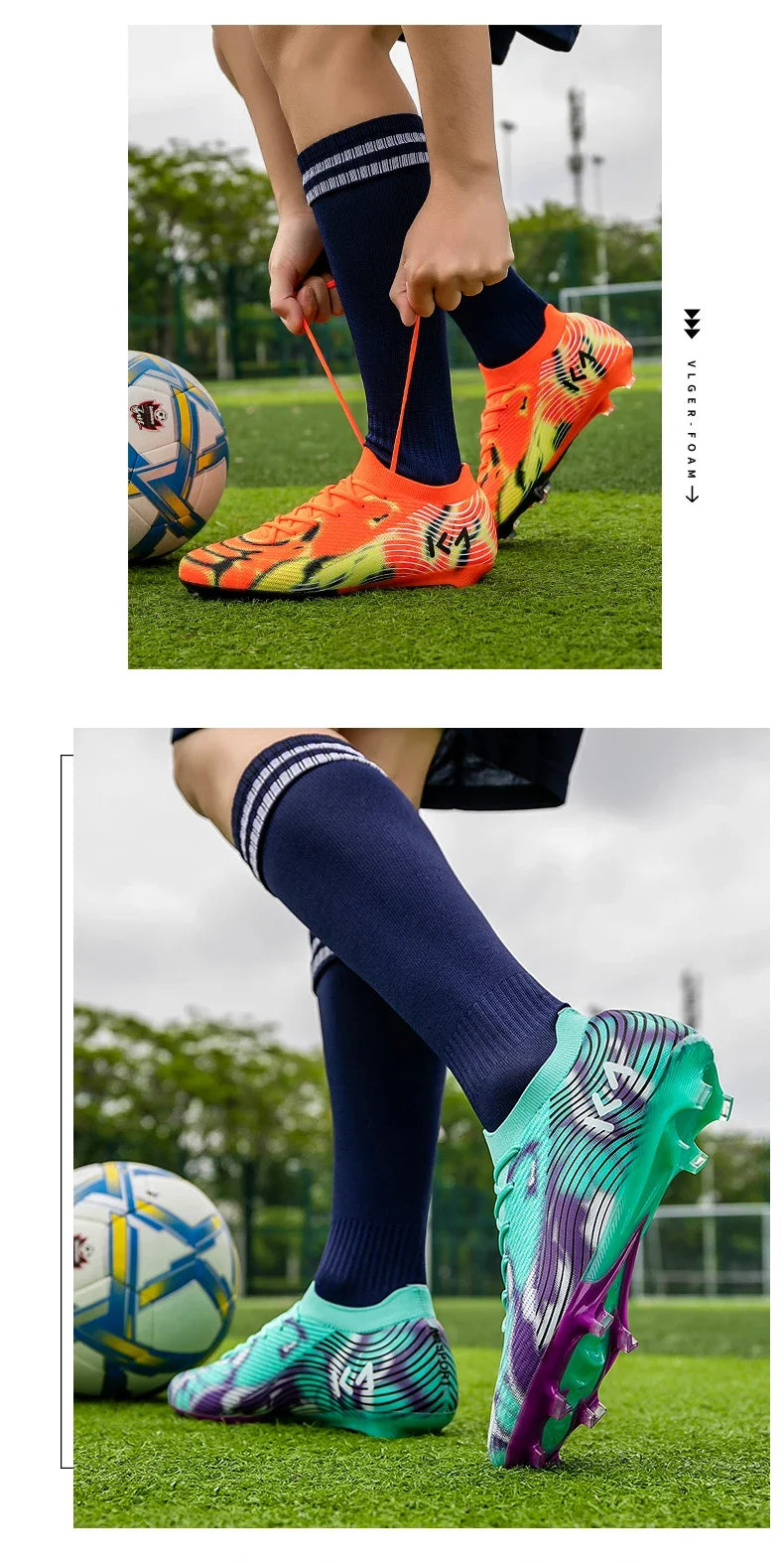 New Men Soccer Shoes Cleats High-quality Football Boots Hot-selling Sneakers Grass Non-Slip Boys Match Outdoor High-top Light