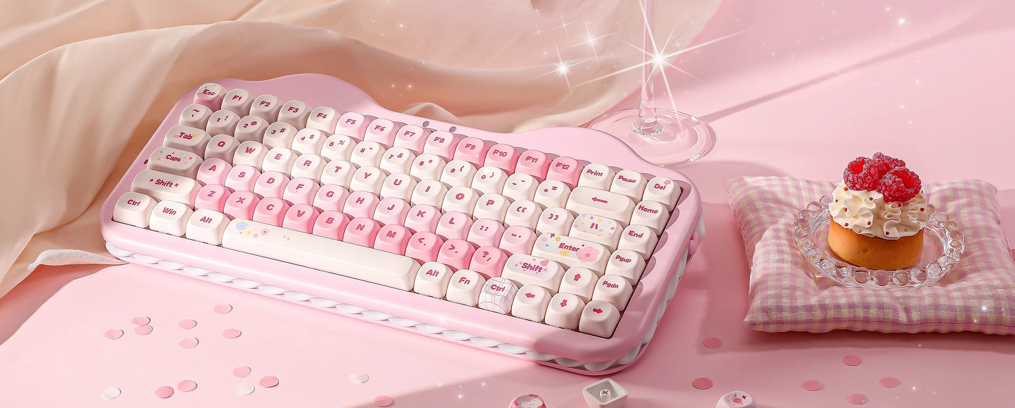 Teclado mecânico sem fios YUNZII C75, 75% cremoso com Hot Swap e RGB personalizável, design Gasket Cute Cake, para Win/Mac/Gaming