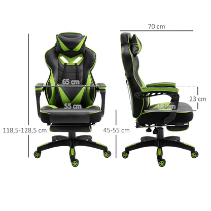 Vinsetto ergonomischer Racing-Stuhl mit verstellbarer Rückenlehne 65X70X118.5-126.5Cm