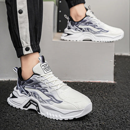 Scarpe sportive da uomo alla moda con lacci, versatili, antiscivolo, con suola spessa, per adolescenti, da indossare tutti i giorni, comode scarpe da corsa casual da uomo