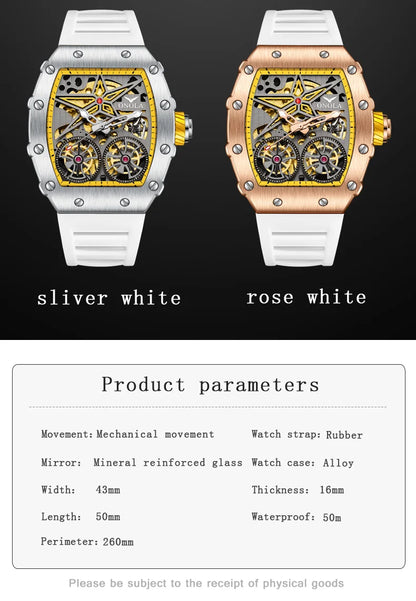 New Luxury Fashion Watches Men ONOLA Brand Hollow Full Automatic Mechanical Men Watch Waterproof Clock