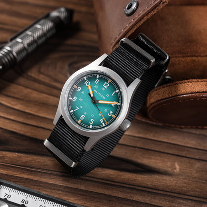 ML24 Field Watch Mens 38mm Vintage Military Style VH31 Sweep Quartz Domed Sapphire Super C3 Lume 316L Steel 100M