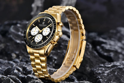 PAGANI DESIGN Moon Men's Watches Gold Luxury Quartz Watch Men Speed Sports Chronograph AR Sapphire Waterproof Luminous Man Gift