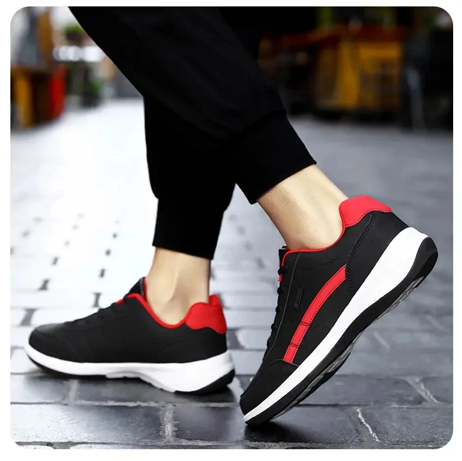 Leather Sneakers for Men, Casual Shoes, Soft Bottom, Outdoor Walking Shoe, Sports, Four Seasons