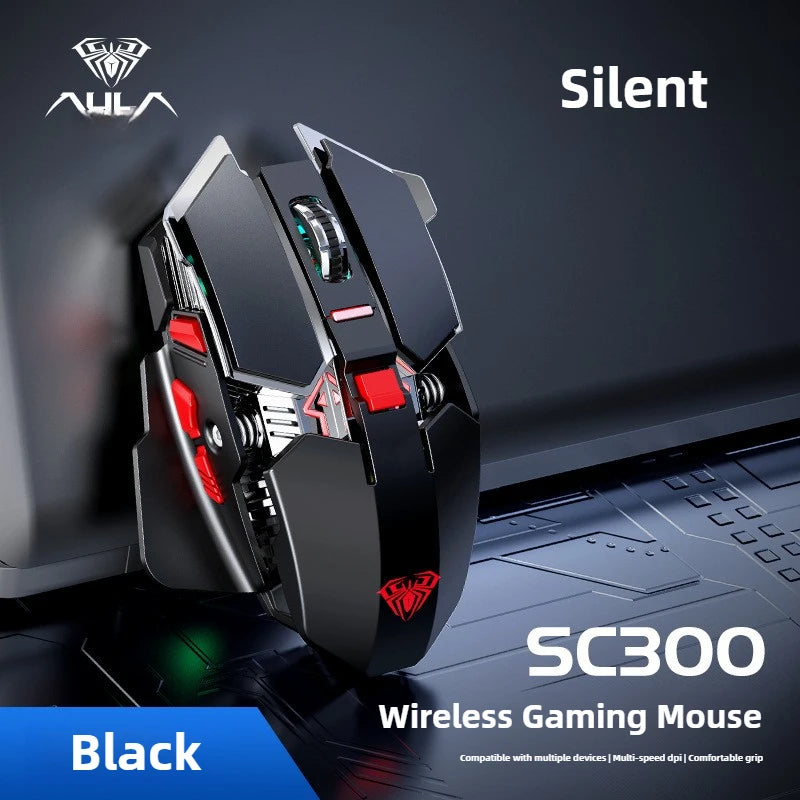 Novo Rato Gaming Sem Fios SC300 2025 2.4G RGB 3200dpi Recarregável, Mecânico Silencioso, para E-sports, Computador de Secretária e Portátil