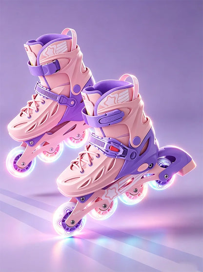 Inline Skates boy black Adjustable Size pink girl Children Sports Rollerblades High Speed new LED Light Up Professional