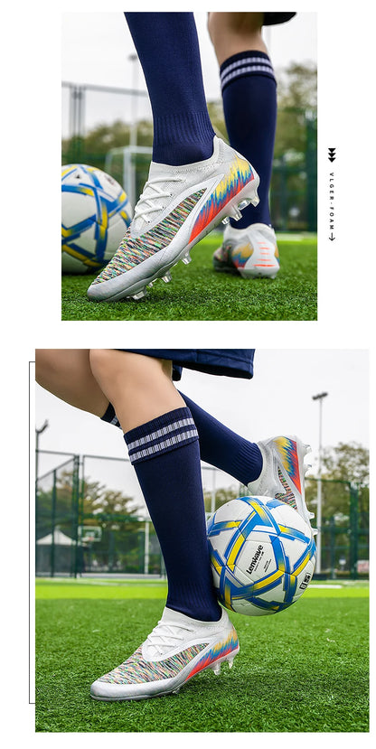 New Men Football Boots Cleats Shoes Soccer Long Spikes FG Ultralight Training Soccer Shoes Non-Slip Outdoor Match Drop Shipping