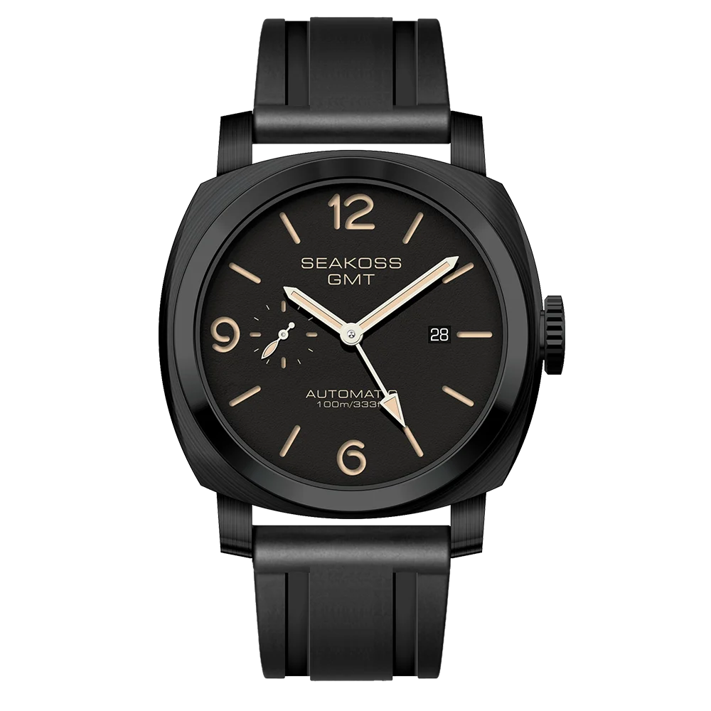 SEAKOSS GMT Men‘s Diving Automatic Mechanical Watches Seagull ST2557 Movement 316L Super Luminous Calendar 10Bar Reloj Homber