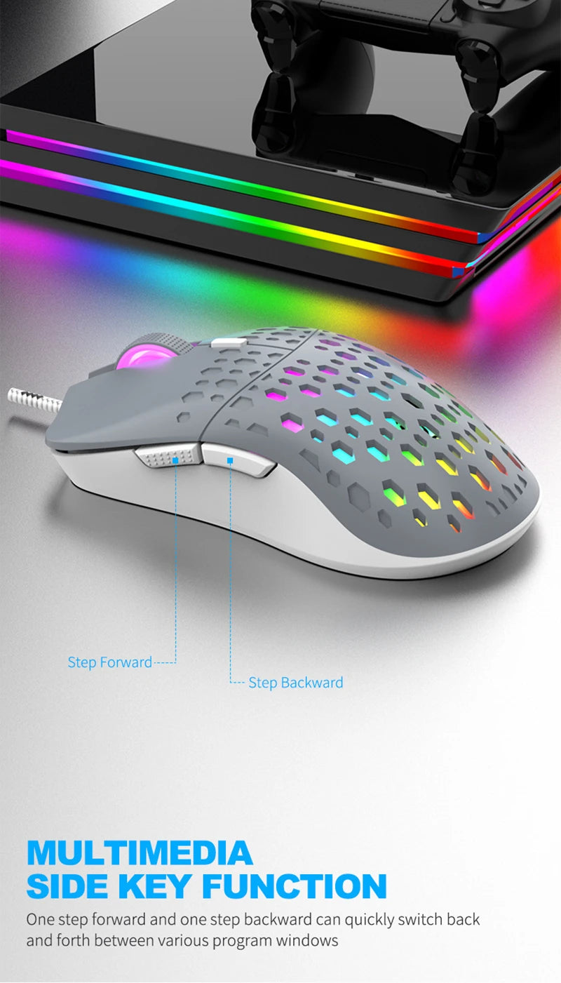 OnePlus G701 Wired Gaming Mouse, 6-Button Honeycomb RGB Gaming Mouse for PC, Ergonomic USB Wired Gaming Mouse for Windows, macOS & Office Use