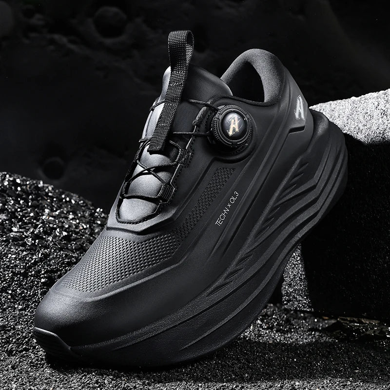 Men's High Platform Running Shoes | Breathable Mesh Athletic Sneakers | Rotating Buckle Quick Wear Casual Walking Shoes