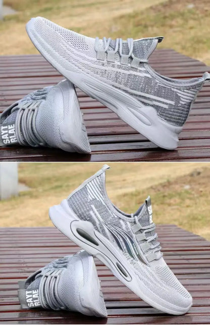 Breathable Running Shoes Men's Sporty Casual Outdoor Travel Lightweight Rubber Outsole Flat Heel round Toe Knitted Mesh Upgraded